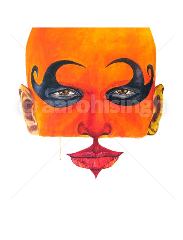 artbyaarohi-prints-aa-theyyam-halfFace Orange Theyyam 1