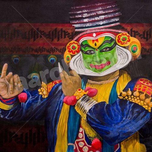 artbyaarohi-prints-24x17.5-kathakaliaskrishna Kathakali as Krishna