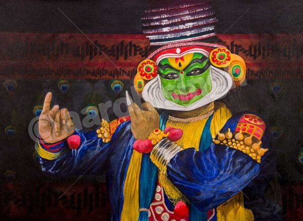 artbyaarohi-prints-24x17.5-kathakaliaskrishna Kathakali as Krishna