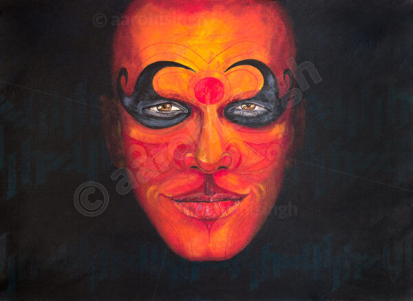 artbyaarohi-prints-48x36-orangetheyyam3 Orange Theyyam 3